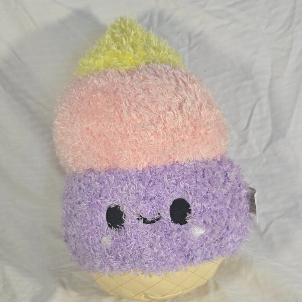 Fluffie Stuffiez Ice Cream Plush Purple Pink‎ Pink Smile 12" Stuffed Toy Figure